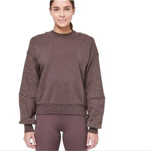Lululemon X Soulcycle To The Beat Sweatshirt Heathered Antique Bark Terry Size 6